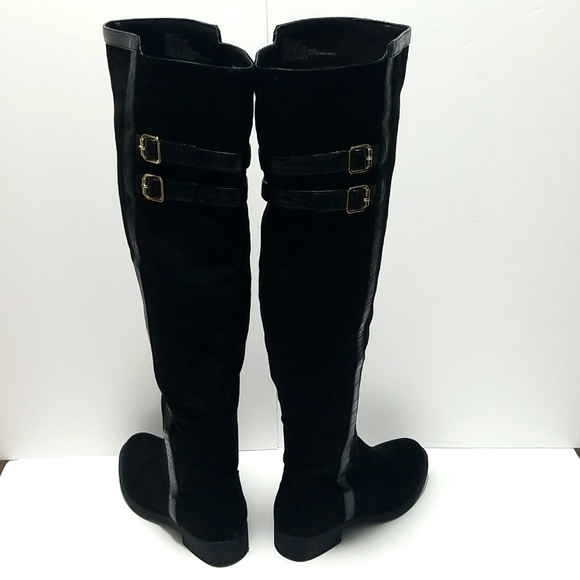 Shoe Dazzle Black Coralie Double Buckle Boot, Over Knee-Length boots Size 6 - Picture 3 of 6